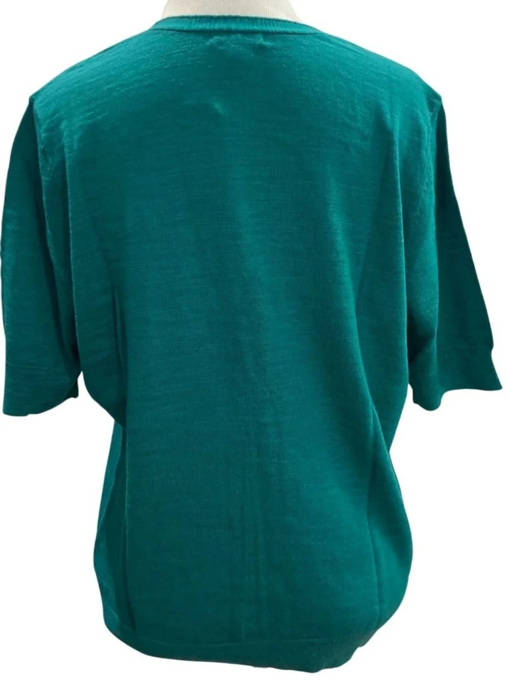 Caslon Button Up Knit Cardigan PXL Teal Short Sleeves Coastal Grandma Twee Retro